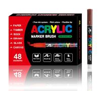 Marqueurs de peinture acrylique 48 couleurs, pointe de brosse douce, stylos peinture, marqueurs acryliques pour peindre du tissu, du bois, la céramique, la pierre, la toile verre