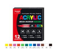 Marqueurs De Peinture Acrylique À Pointe De Pinceau,Peinture Rupestre,Bois,Toile,Pierre,Stylos De Bricolage,Cadeau De Noël,72 Couleurs - Type 12 Colors