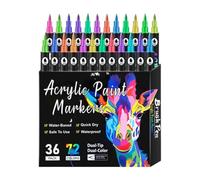 Marqueurs De Peinture Acrylique - Ensemble De Stylos De Peinture Sur Roche À Double Pointe | Pinceaux, Surfaces En Céramique, Marqueurs Permanents Résistants À La Décoloration, Outils De Dessin, Fourn