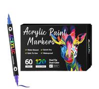 Marqueurs De Peinture Acrylique - Ensemble De Stylos De Peinture Sur Roche À Double Pointe | Pinceaux, Surfaces En Céramique, Marqueurs Permanents Résistants À La Décoloration, Outils De Dessin, Fourn
