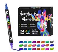Marqueurs de peinture acrylique - Ensemble de stylos marqueurs de conception à deux couleurs double face Ensemble de papeterie de dessin pour , riche en couleurs pour soutenir l'expression