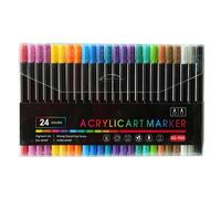 Marqueurs de peinture acrylique - Marqueurs acryliques - Double tête - Marqueurs acryliques - Fournitures d'art imperméables - Pointe pinceau - Marqueurs de dessin - 24/36 couleurs - Pour enfants