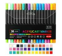 Marqueurs de peinture acrylique, marqueurs acryliques,Marqueurs de livre de coloriage à double tête | Fournitures d'art imperméables, papeterie de dessin, 24/36 couleurs pour peinture, graffitis, fabr
