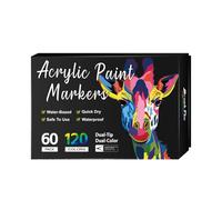 Marqueurs de peinture acrylique - Peintures acryliques à base d'eau éducative - Lot de stylos de peinture à double pointe - Marquages rapides et - Pour le verre, la toile, le papier de pierre