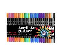 Marqueurs de peinture acrylique - Plusieurs couleurs - Marqueurs de dessin à double pointe - Fournitures d'art, marqueurs acryliques de coloriage créatif pour peinture sur roche, bois, toile, pierre