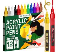 Marqueurs De Peinture Acrylique Pour La Peinture Sur Roche, Pierre, Céramique, Verre, Bois, Tissu, Toile, Porcelaine, Métal. Set 12 Feutres De Peinture Acrylique À Pointe Moyenne (3mm)[Z187]
