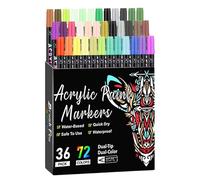 Marqueurs De Peinture Acrylique - Stylos À Double Extrémité 72 Couleurs | Pointe De Pinceau Souple DIY Doodle - Stylos À Superposition Qui Ne Se Décolorent Pas - Fournitures Scolaires Pour L'artisanat