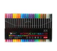 Marqueurs De peinture-Acrylique - Stylos De peinture-À Double Tête, Marqueurs D'art Acryliques Imperméables Avec Pointe De Pinceau, Ensemble De Couleurs 24/36 | Papeterie Et Fournitures De -Po