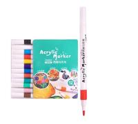 Marqueurs de peinture acrylique, stylos de peinture en couleur, stylos de peinture acrylique 12 couleurs pour peinture sur pierre, bois, tissu, métal, céramique | Marqueurs d'art permanents à pointe