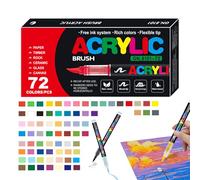 Marqueurs de peinture acrylique - Stylos pinceaux acryliques multi-surfaces pour papier, tissu, roches, bois, toile, verre | Marqueurs d'art permanents, résistants à la décoloration, à séchage rapide