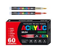 Marqueurs de peinture acrylique - Stylos pinceaux acryliques multi-surfaces pour papier, tissu, roches, bois, toile, verre | Marqueurs d'art permanents, résistants à la décoloration, à séchage rapide
