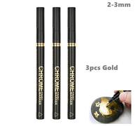 Marqueurs De Peinture Chromés Argentés Pour Toutes Les Surfaces,Marqueurs Chromés Argentés,Pointe De 2mm,Français En Continu,3 Pièces,8 Pièces - Type 3pcs Gold