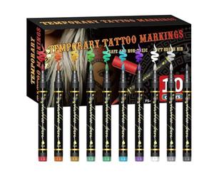 Marqueurs De Peinture Faciale - 10 Couleurs De Marqueurs De Peinture Corporelle, Sans Danger Pour La Peau | Fournitures De Fête Au Design Utile Pour Femmes, Hommes, Adultes Et Adolescents, Costume De