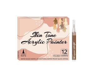 Marqueurs De Peinture Pour ,12 Couleurs Stylos Acrylique Résistants à l'Eau | Kit de 12 Marqueurs Peau | pour Bois Tissu Pierre Verre Dessin Carnavals Cosplay Séances Photo Fête Danse