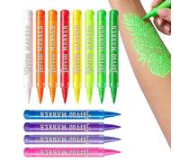 Marqueurs de peinture pour le visage, stylos à dessin lumineux, kit de | Lot de 12 marqueurs fluorescents contenant un kit de peinture PVP pour fête, Halloween, Noël, projets de bricolage