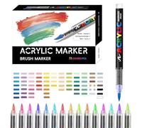 Marqueurs De Peinture - Stylos À Pointe Pinceau, D'art | Kit Marqueur D'artisanat Base D'eau, Encre Résistante Au Fondu, Rédaction Flux Lisse Pour Toile En Verre Céramique Papier Dessin Et Lettrage Br