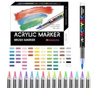 Marqueurs De Peinture - Stylos À Pointe Pinceau, D'art | Kit Marqueur D'artisanat Base D'eau, Encre Résistante Au Fondu, Rédaction Flux Lisse Pour Toile En Verre Céramique Papier Dessin Et Lettrage Br