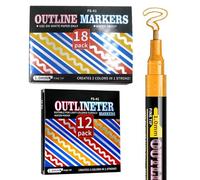 Marqueurs De Peinture, Stylos À Séchage Rapide, 13,8 X 13,7 X 1,2 Cm, Ensemble De Marqueur De Contour Surligneur Double Ligne, Stylos À Paillettes, Marqueurs De Peinture Métalliques, Faciles À Utilis