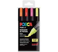 Marqueurs de peinture - UNI Posca - PC 5M - Lot de 4 - Fluorescent - Pointe mate