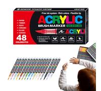 Marqueurs de pinceaux acryliques, pointe fine marqueurs de peinture acrylique | Stylo de peinture multi-couleurs - Stylo de peinture à pointe souple 48 couleurs pour projets d'art, dessin, peinture