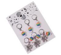 Marqueurs De Point De Crochet - Anneaux À Tricoter En Perles Arc-en-, Ensemble De Notions De Verrouillage En Métal, Support De Point De Fil Mignon, Accessoires De Crochet À Prise Lisse, Kit D'