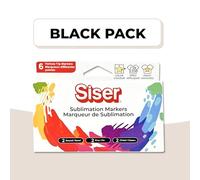 Marqueurs de sublimation Siser® - Black Pack. Lot de 6 marqueurs à pointe ronde, fine et en forme de scalpel pour les loisirs créatifs. Compatibles avec les machines de decoupe.