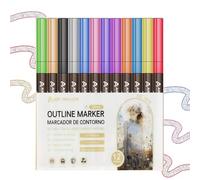 Marqueurs de surligneur de paillettes, stylos de contour, marqueurs d'art Glitter Pen, stylos à paillettes pour céramique, écriture, lettres, scrapbooking, affiches, brillance durable