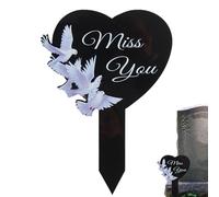 Marqueurs de tombe | Plaques imperméables en métal noir pour piquets funéraires avec cœur - Plaques noires imperméables avec piquet pour cadeaux de fête des mères et d'anniversaire