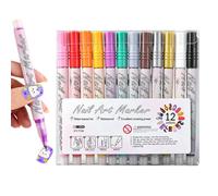 Marqueurs de vernis à ongles | 12 couleurs à pointe fine | Marqueurs imperméables pour ongles, salon de beauté et soins personnels, pointillés acryliques pour filles, dessin, sculpture