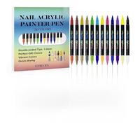 Marqueurs de Vernis à Ongles | 12 Pièces Double Embout Séchage Rapide Résistant à l'Eau,Stylos Décorations 3D pour,Pour Ados Adultes Femmes Débutants Design Peinture Salon à