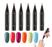 Marqueurs de vernis à ongles - 6 couleurs de gel, stylos à séchage rapide, 8 ml par tube, aucune lampe UV nécessaire, facile à appliquer, vernis longue durée | Kit de peinture de manucure professionne