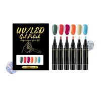 Marqueurs de Vernis à Ongles - 6 Couleurs Séchage Rapide Accessoires de Manucure,Pointe Fine pour Dessin sur Ongles,Idéal DIY Vernis Femmes Dames Mères Hommes Jeunes Débutants Salon
