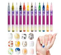 Marqueurs De Vernis À Ongles - Crayon Imperméable 12 Couleurs - Pinceau de Design Pointilleur et Liner,Pour Maison Salon Fête Mariage Vacances Anniversaire Filles Femmes Débutants