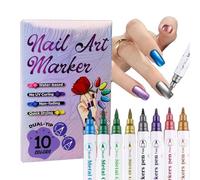 Marqueurs de vernis à ongles en gel - Ensemble de 10 couleurs vives à double pointe, formule à base d'eau à haute pigmentation, manucure à séchage rapide sans taches, stylo de 15 cm | Kit de conceptio