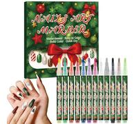 Marqueurs De Vernis À Ongles,Liner De Peinture À Pointe Fine Imperméable Pour Thème De Noël | Kit De Stylos À Vernis Gel Pour Ongles - pour Filles Femmes Débutants Toile d'Ongle Artisanat Salon Maison