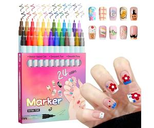 Marqueurs de Vernis à Ongles Marqueurs de Manucure 24 Couleurs | Stylos à Ongles de 0,5 mm pour Maison Fêtes Débutants Pratique Adolescents Filles Projet et Salon de Manucure