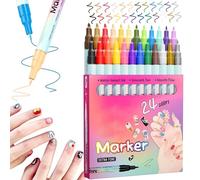 Marqueurs de Vernis à Ongles | Outil de Manucure avec 24 Couleurs,Stylos de Peinture à Ongles 0,5 mm,pour Maison Fêtes Débutants Pratique Adolescents Filles Projet et Salon de Manucure