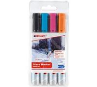 Marqueurs de verre Edding lot de 4 - Noir, bleu, rose et orange G