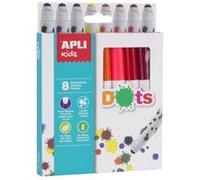 APLI Feutres Dots – Encre lavable, double pointe avec embout rond – 8 couleurs