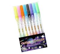 Marqueurs Double Contour | 8 Pièces Feutres Paillettes Contour - Double Pointe pour mettre en évidence les documents Créativité et Planification