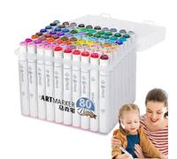Marqueurs double face - 80 marqueurs de dessin de couleur pour artistes - Stylo à double pointe à séchage rapide pour le scrapbooking, le journal, l'école, l'université, la maison, la maternelle, la