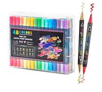 Marqueurs double face - Couleurs Marqueur de peinture acrylique - Stylos à pointe en feutre à colorier avec pointes doubles | Highlighter d'art permanent pour dessin en céramique sur tissu de vigne