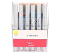 Marqueurs Double Pointe Couleurs Peau, Set Transparent 24 Couleurs, Pinceau Souple Pour Dessin et Peinture - Effet Naturel, Mélange Facile, Idéal pour Artistes et Créateurs (Deuxième génération 12