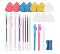 Marqueurs Effaçables à Chaud, 26 Pièces, Craie Couture, Crayon Couture de Couleur, Crayon Couture Tissu Effacable, 4 Couleurs Avec Recharges, pour la Couture, le Tissu, le Marquage du Cuir, DIY