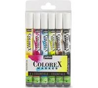 Pébéo - Marqueur Encre Colorex Set 6 - Encre aquarelle, multi-supports, 6 couleurs primaires
