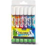 PEBEO - Marqueur Encre Colorex Set de 12- Colorex Encre Aquarelle Encre Couleurs Primaires Rendu Velouté - Dessin Multi-outil Tous Supports - Marqueur Couleurs Complémentaires