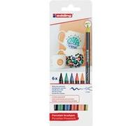 Marqueurs - Feutres - Pour porcelaine - 6 couleurs - Pointe pinceau - Edding