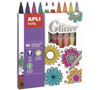 APLI Feutres Glitter – Couleurs pailletées assorties – 10 pièces