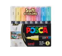 Marqueurs indélébiles - UNI - POSCA PC1MC - Lot de 8 - Pointe ogive extra fine - Indélébiles - Opaques - Multicolore