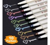 Marqueurs Métalliques Feutres 10 Couleurs Métalliques Ecrire sur Toute la Surface,DIY Album, Scrapbooking, Travailler pour la Carte G